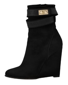 Givenchy Blk Suede ANkel w lock $1250
